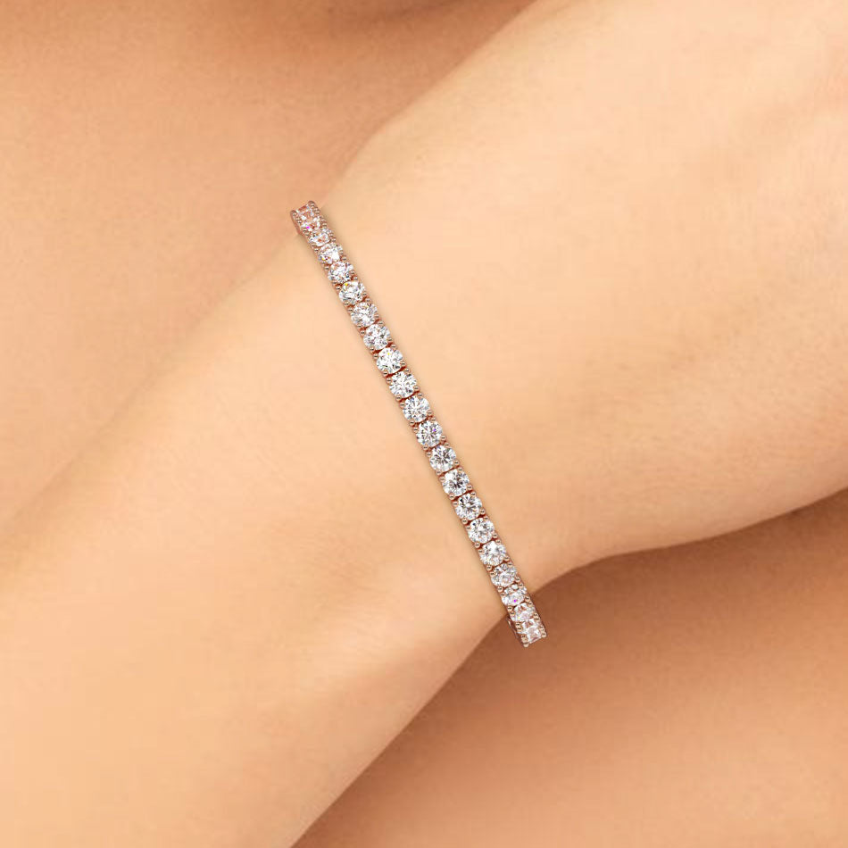 8.50ctw Round Brilliant Diamond Tennis Bracelet set in 14k Rose Gold