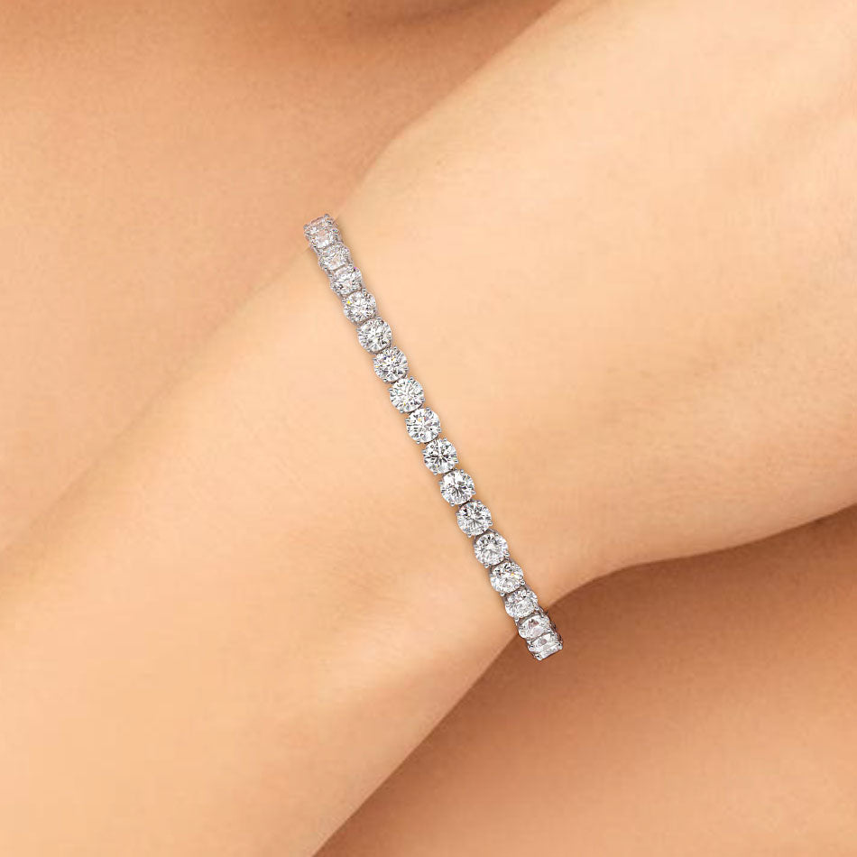 12.00ctw Round Brilliant Diamond Tennis Bracelet set in 14k White Gold
