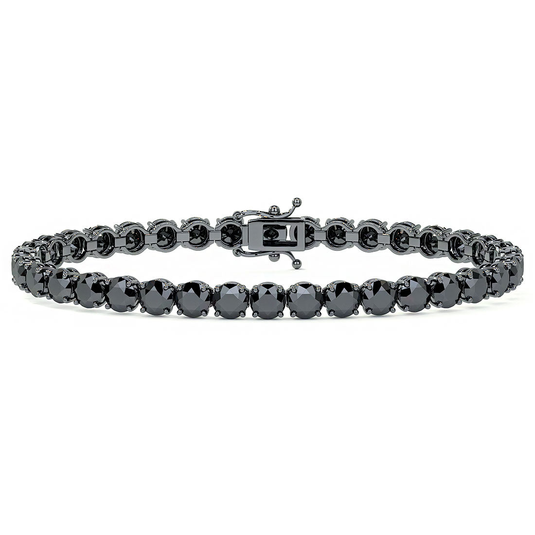 12ctw Round Brilliant Black Diamond Tennis Bracelet set in 14k Black Gold