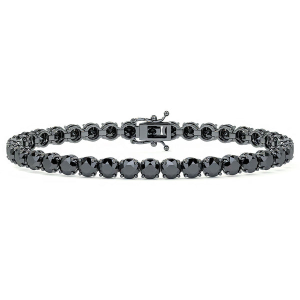12ctw Round Brilliant Black Diamond Tennis Bracelet set in 14k Black Gold