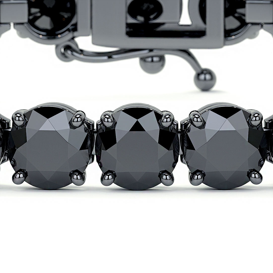 12ctw Round Brilliant Black Diamond Tennis Bracelet set in 14k Black Gold