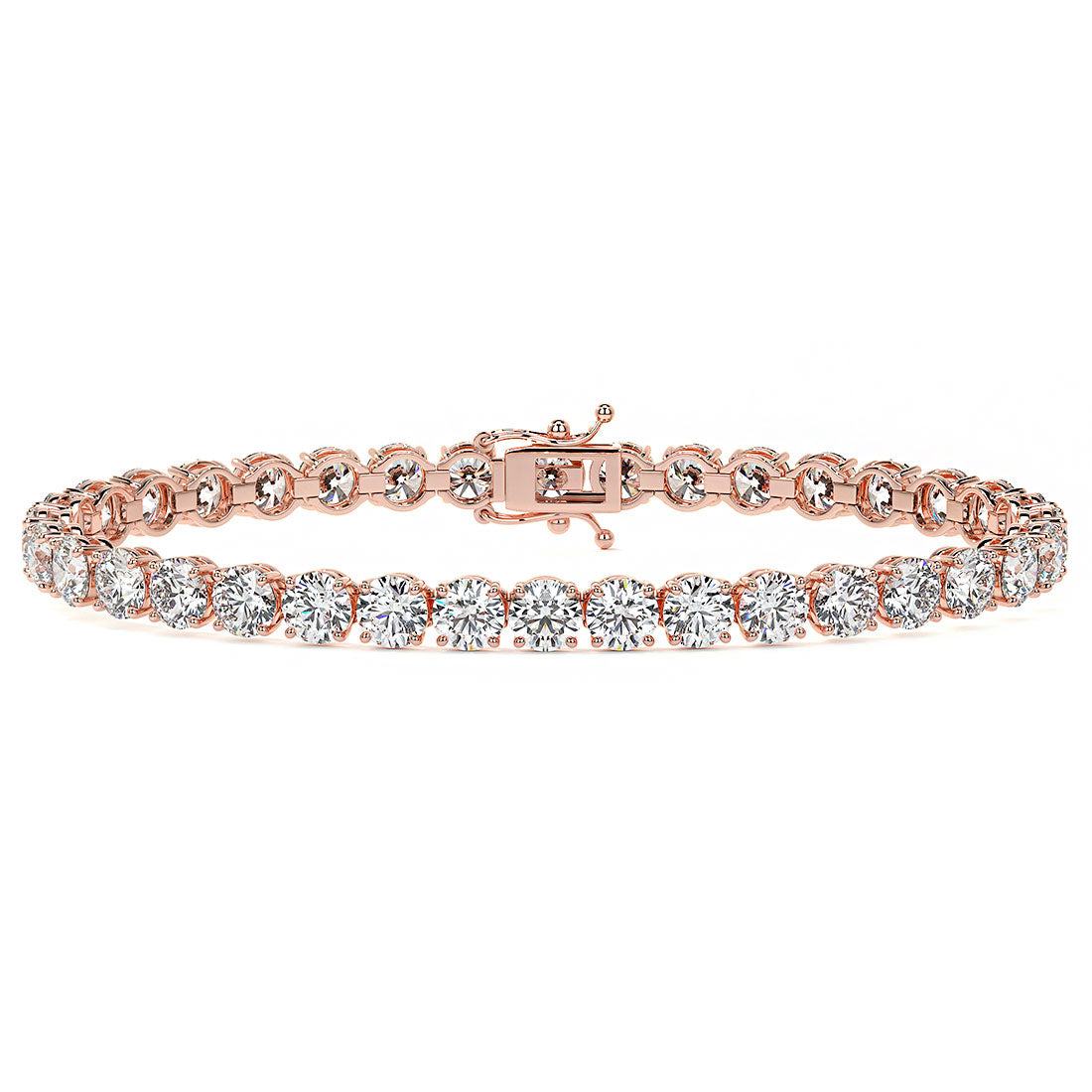 12ctw Round Brilliant Diamond Tennis Bracelet set in 14k Rose Gold
