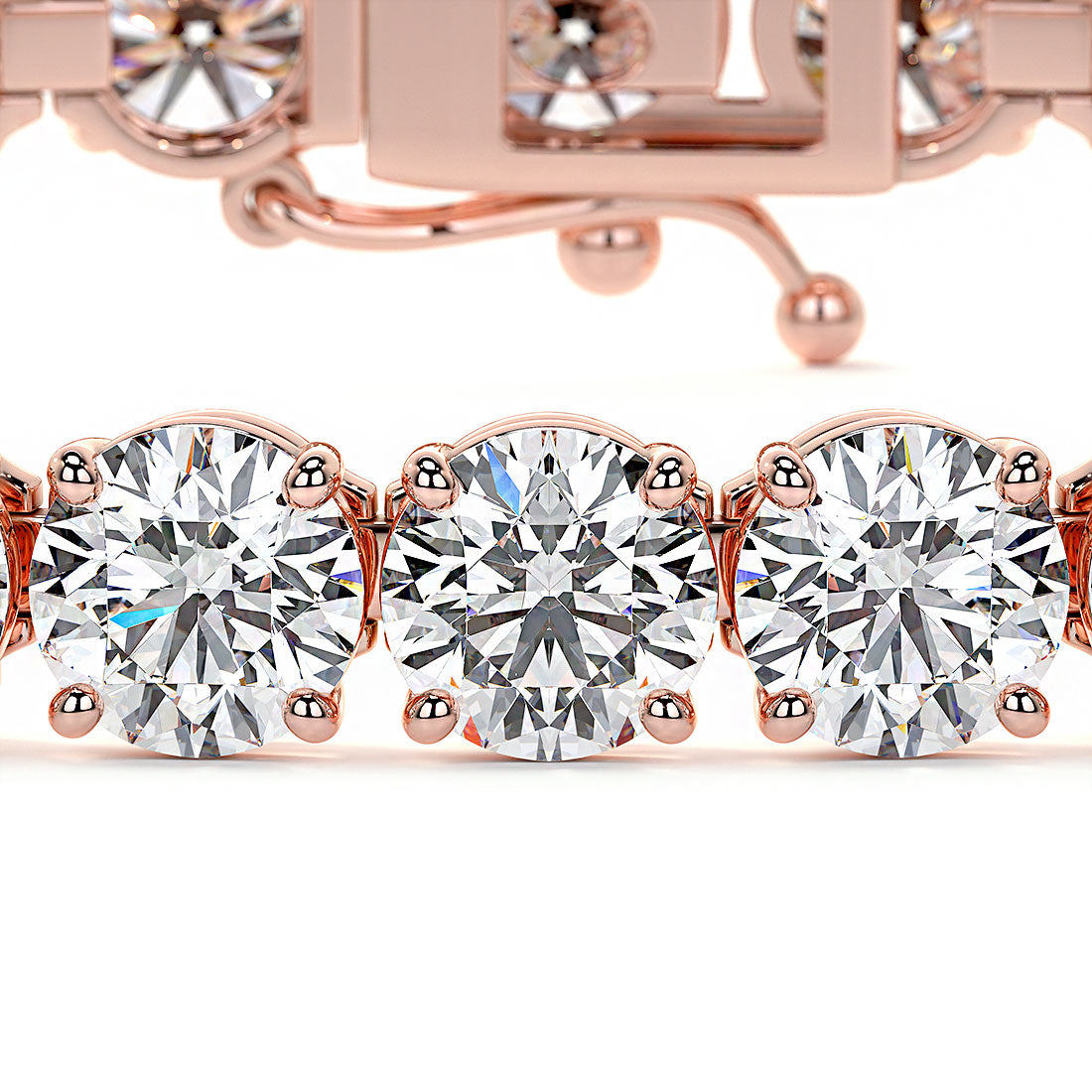 12ctw Round Brilliant Diamond Tennis Bracelet set in 14k Rose Gold