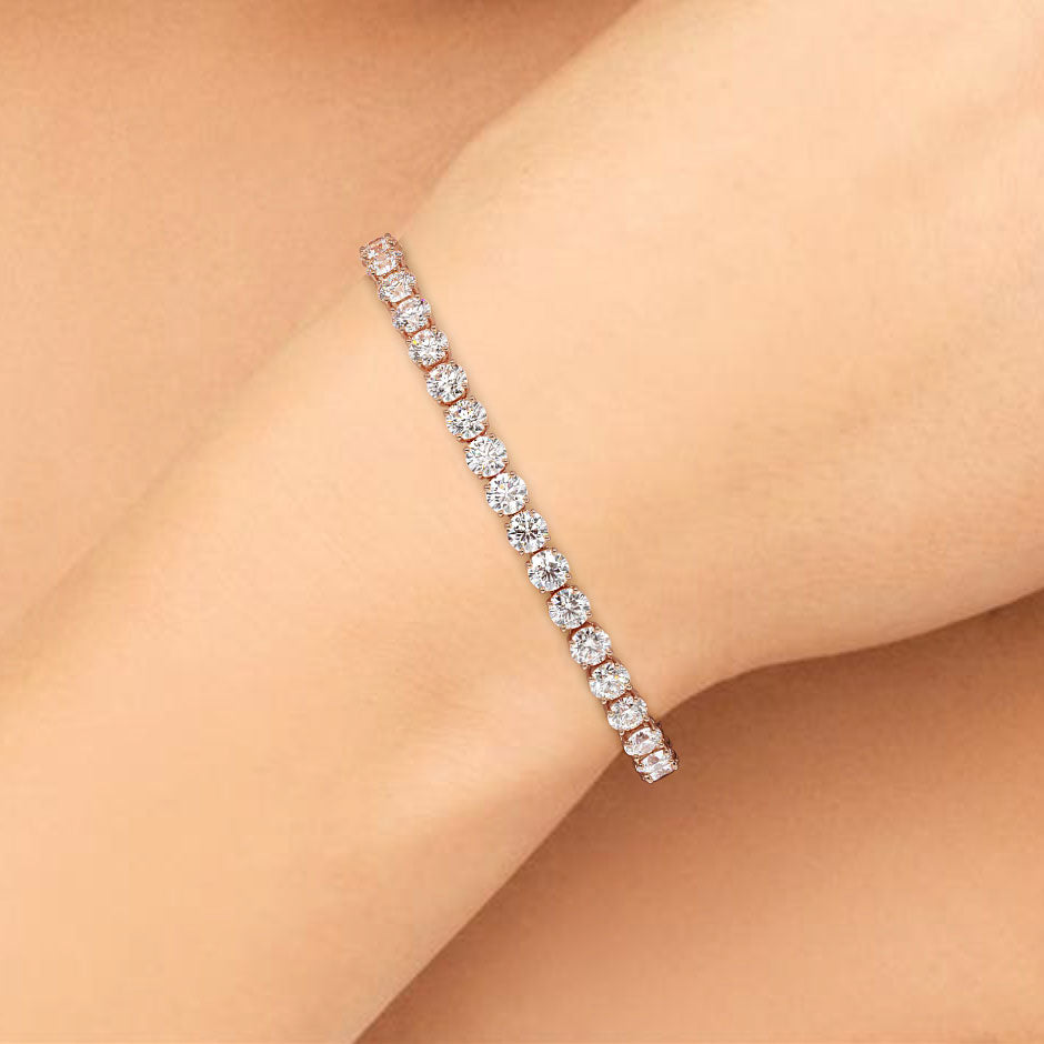 12ctw Round Brilliant Diamond Tennis Bracelet set in 14k Rose Gold