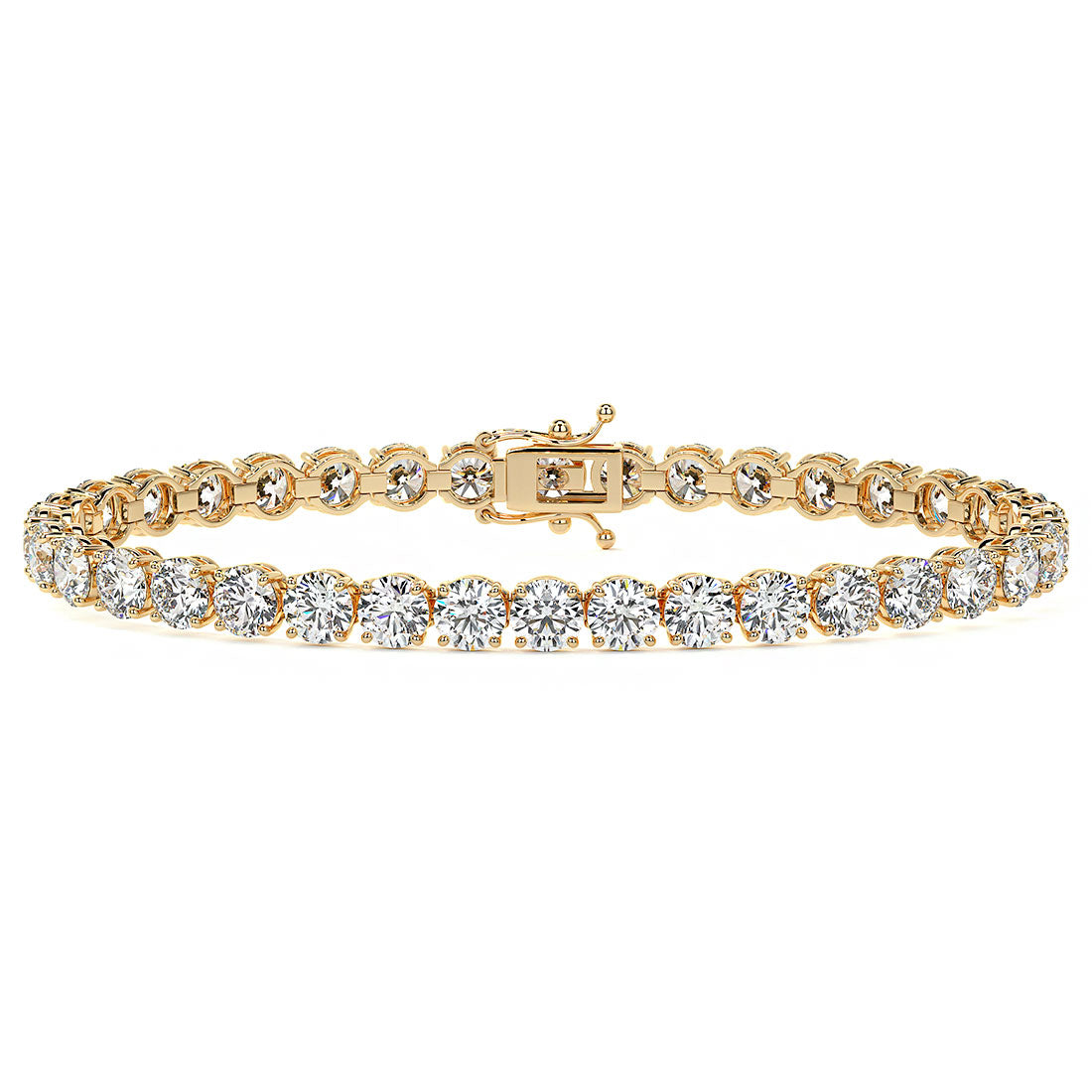 12ctw Round Brilliant Diamond Tennis Bracelet set in 14k Yellow Gold