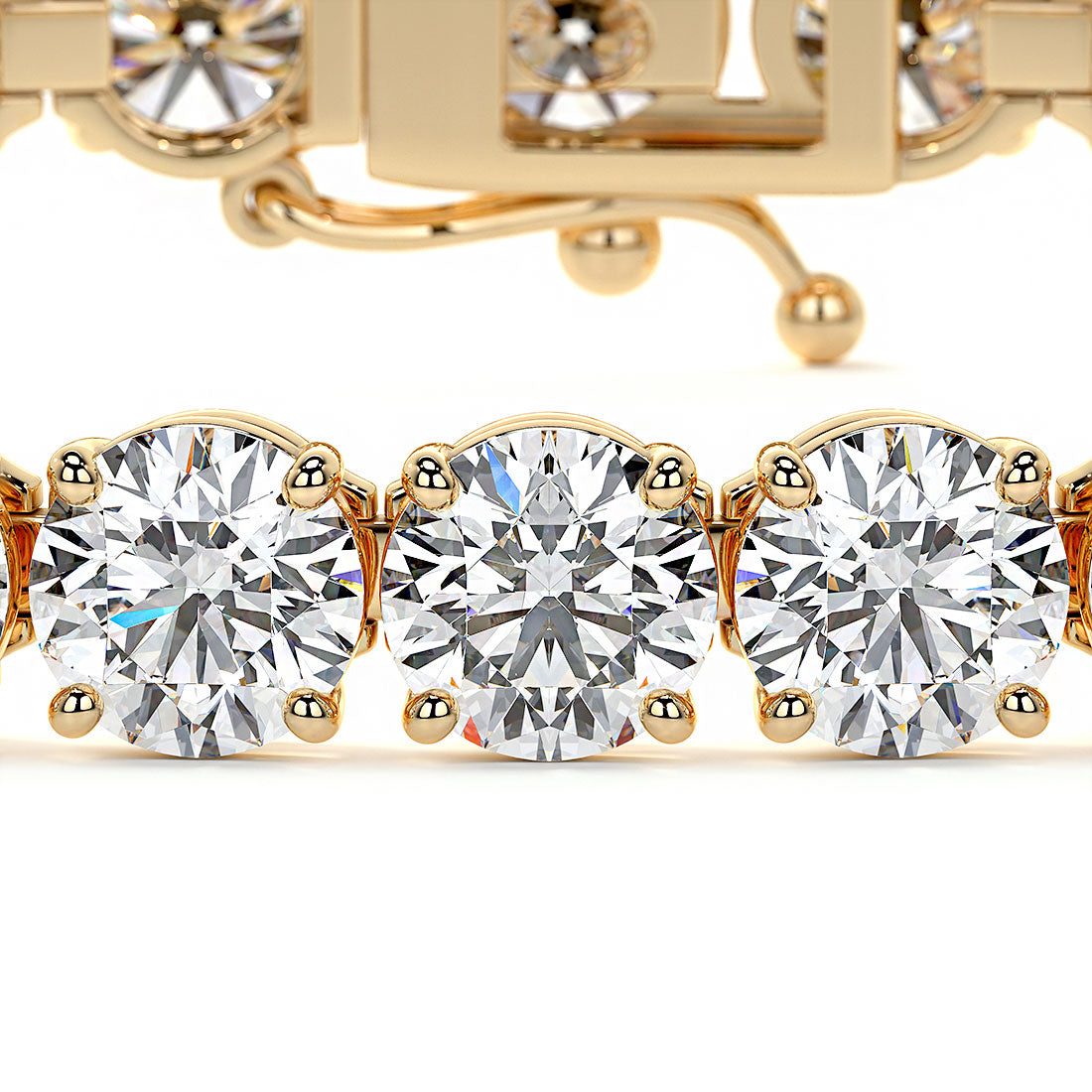 12ctw Round Brilliant Diamond Tennis Bracelet set in 14k Yellow Gold