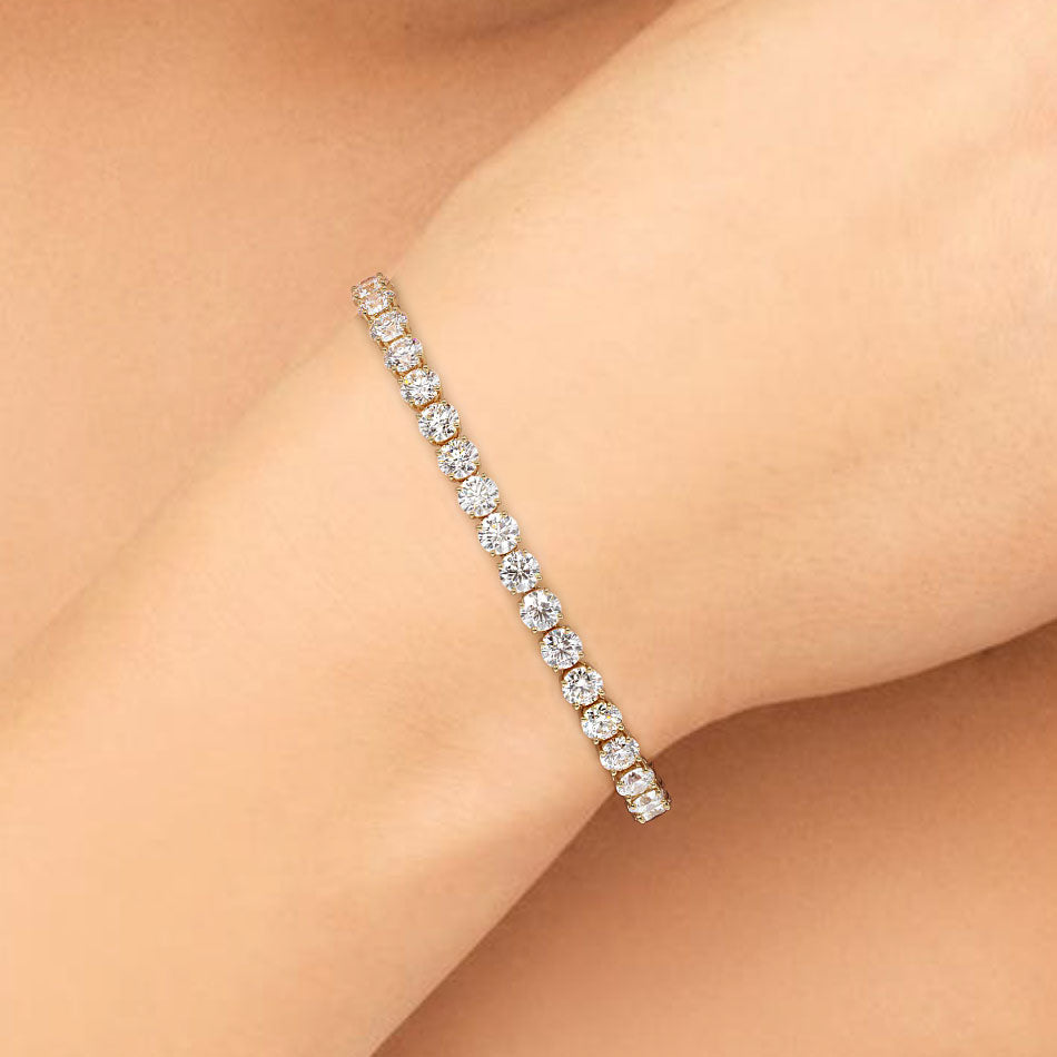 12ctw Round Brilliant Diamond Tennis Bracelet set in 14k Yellow Gold