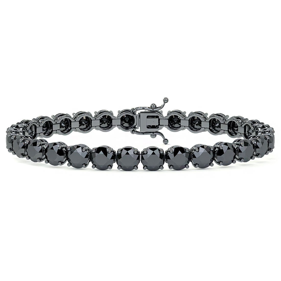21.00ctw Round Brilliant Black Diamond Tennis Bracelet set in 14k Black Gold
