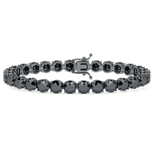21.00ctw Round Brilliant Black Diamond Tennis Bracelet set in 14k Black Gold