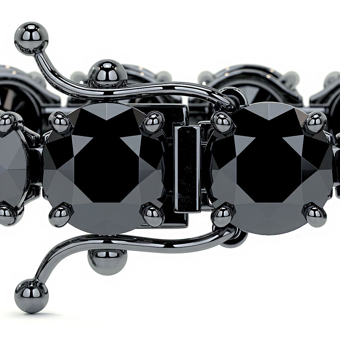 21.00ctw Round Brilliant Black Diamond Tennis Bracelet set in 14k Black Gold