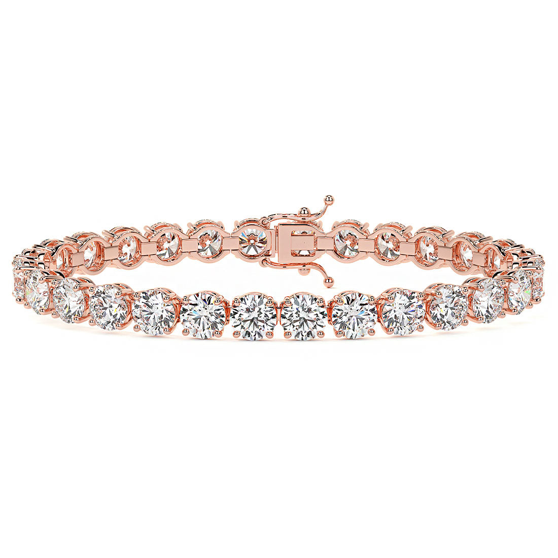 21.00ctw Round Brilliant Diamond Tennis Bracelet set in 14k Rose Gold