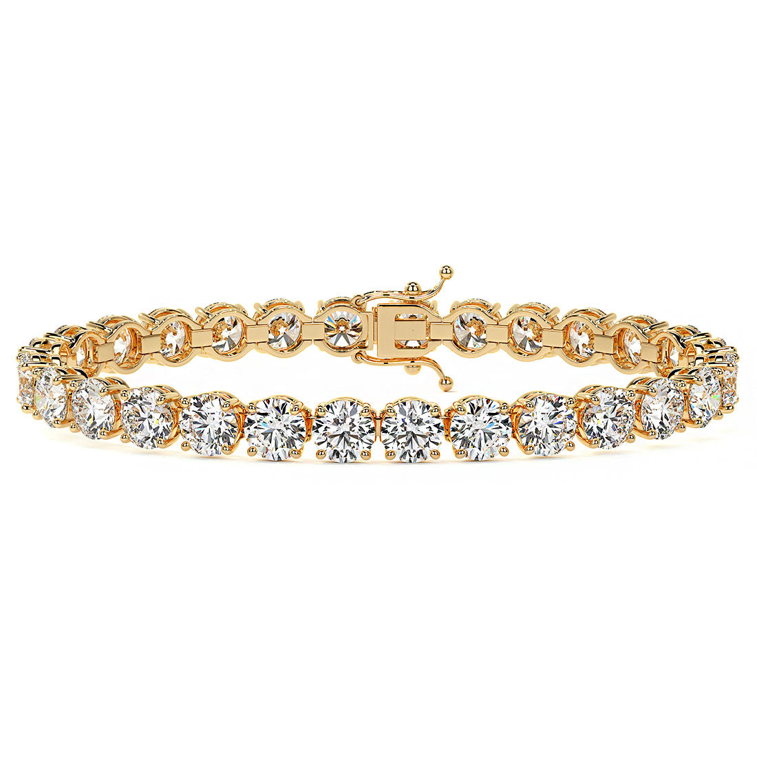 21.00ctw Round Brilliant Diamond Tennis Bracelet set in 14k Yellow Gold
