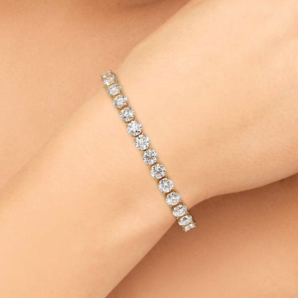 21.00ctw Round Brilliant Diamond Tennis Bracelet set in 14k Yellow Gold