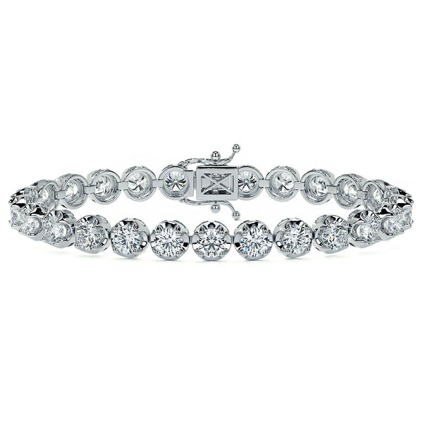 8.50ctw Round Brilliant Buttercup Diamond Tennis Bracelet set in 14k White Gold