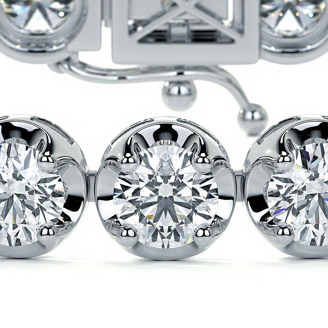 8.50ctw Round Brilliant Buttercup Diamond Tennis Bracelet set in 14k White Gold