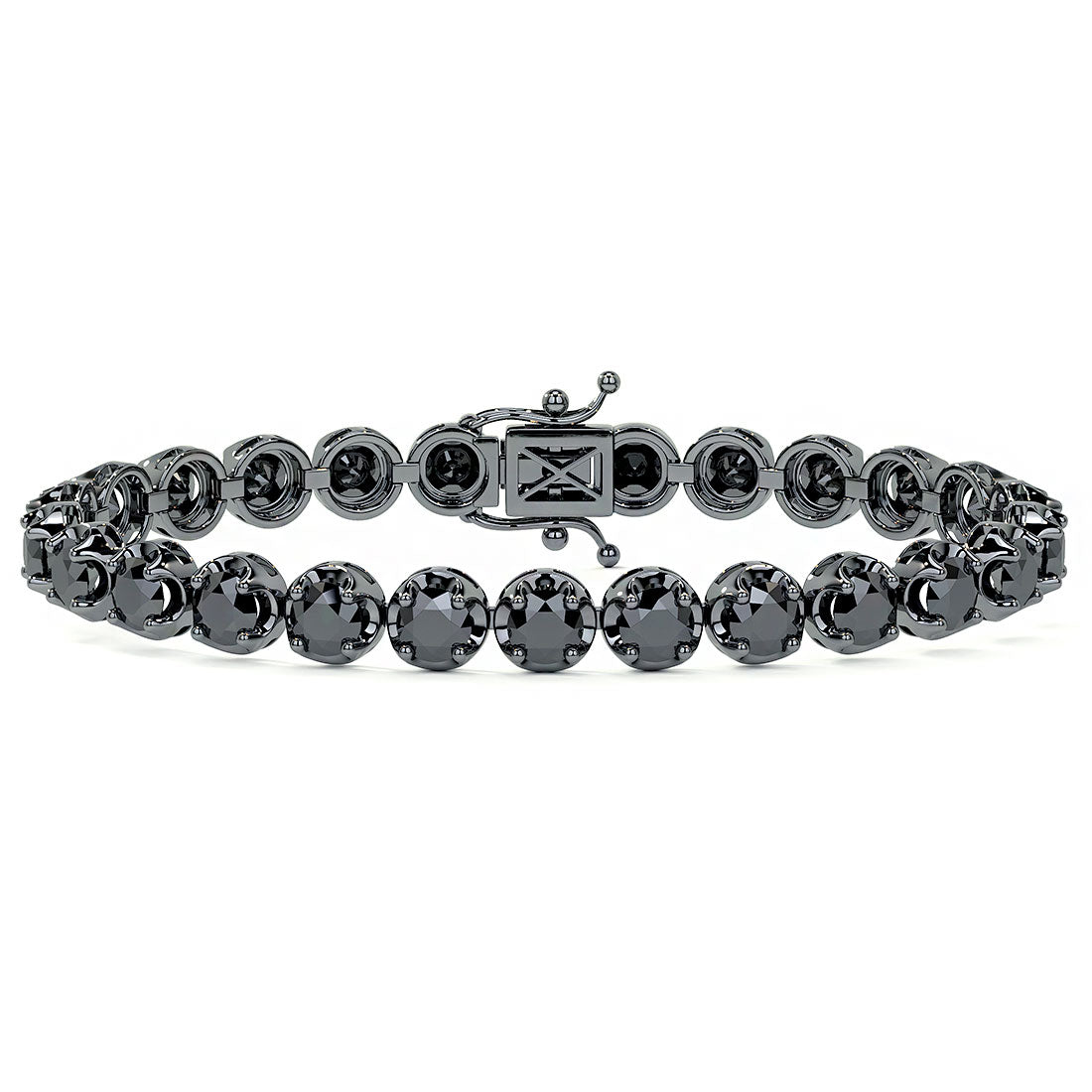 8.50ctw Round Brilliant Buttercup Black Diamond Tennis Bracelet set in 14k Black Gold