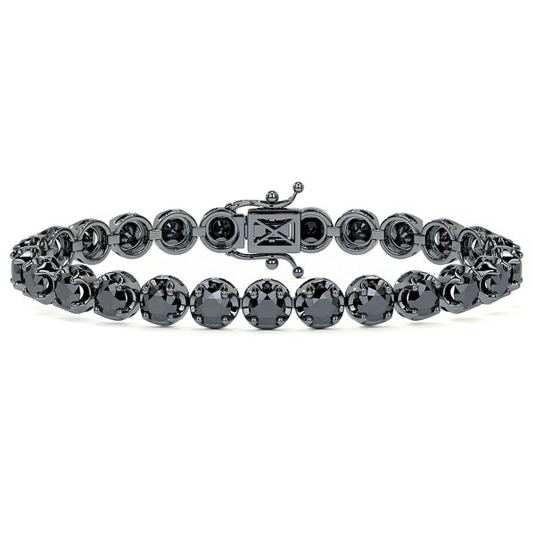 8.50ctw Round Brilliant Buttercup Black Diamond Tennis Bracelet set in 14k Black Gold