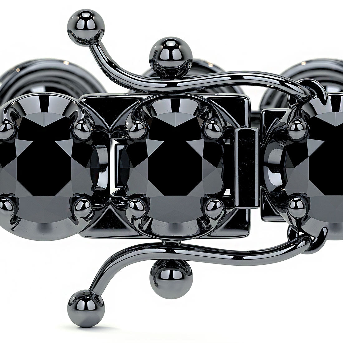 8.50ctw Round Brilliant Buttercup Black Diamond Tennis Bracelet set in 14k Black Gold