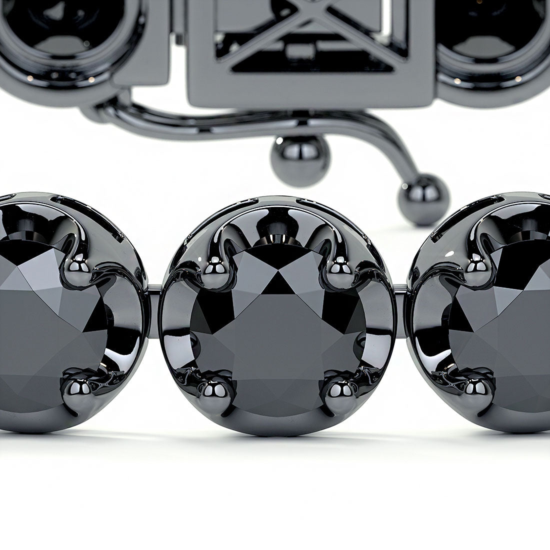 8.50ctw Round Brilliant Buttercup Black Diamond Tennis Bracelet set in 14k Black Gold