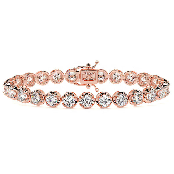 8.50ctw Round Brilliant Buttercup Diamond Tennis Bracelet set in 14k Rose Gold