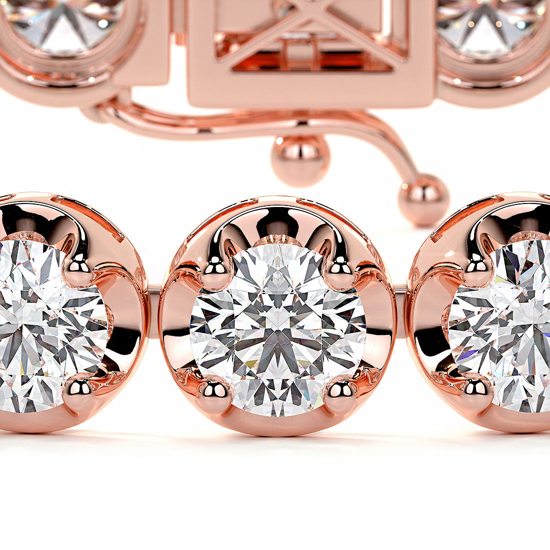 8.50ctw Round Brilliant Buttercup Diamond Tennis Bracelet set in 14k Rose Gold