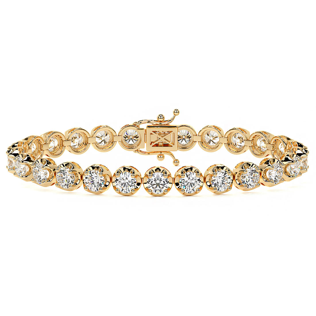 8.50ctw Round Brilliant Buttercup Diamond Tennis Bracelet set in 14k Yellow Gold