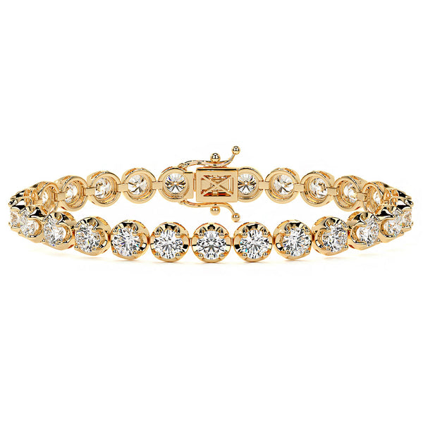 8.50ctw Round Brilliant Buttercup Diamond Tennis Bracelet set in 14k Yellow Gold