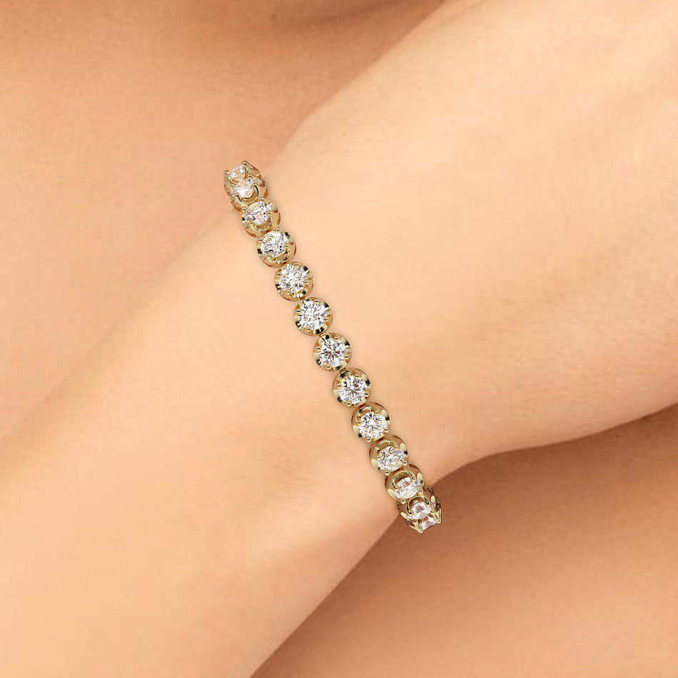 8.50ctw Round Brilliant Buttercup Diamond Tennis Bracelet set in 14k Yellow Gold