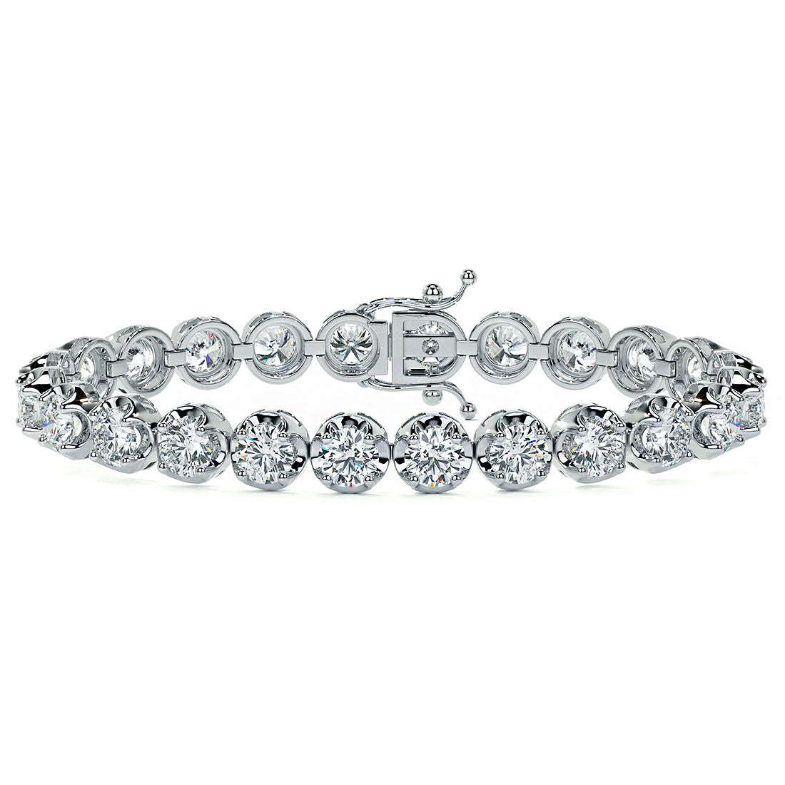 10.00ctw Round Brilliant Buttercup Diamond Tennis Bracelet set in 14k White Gold