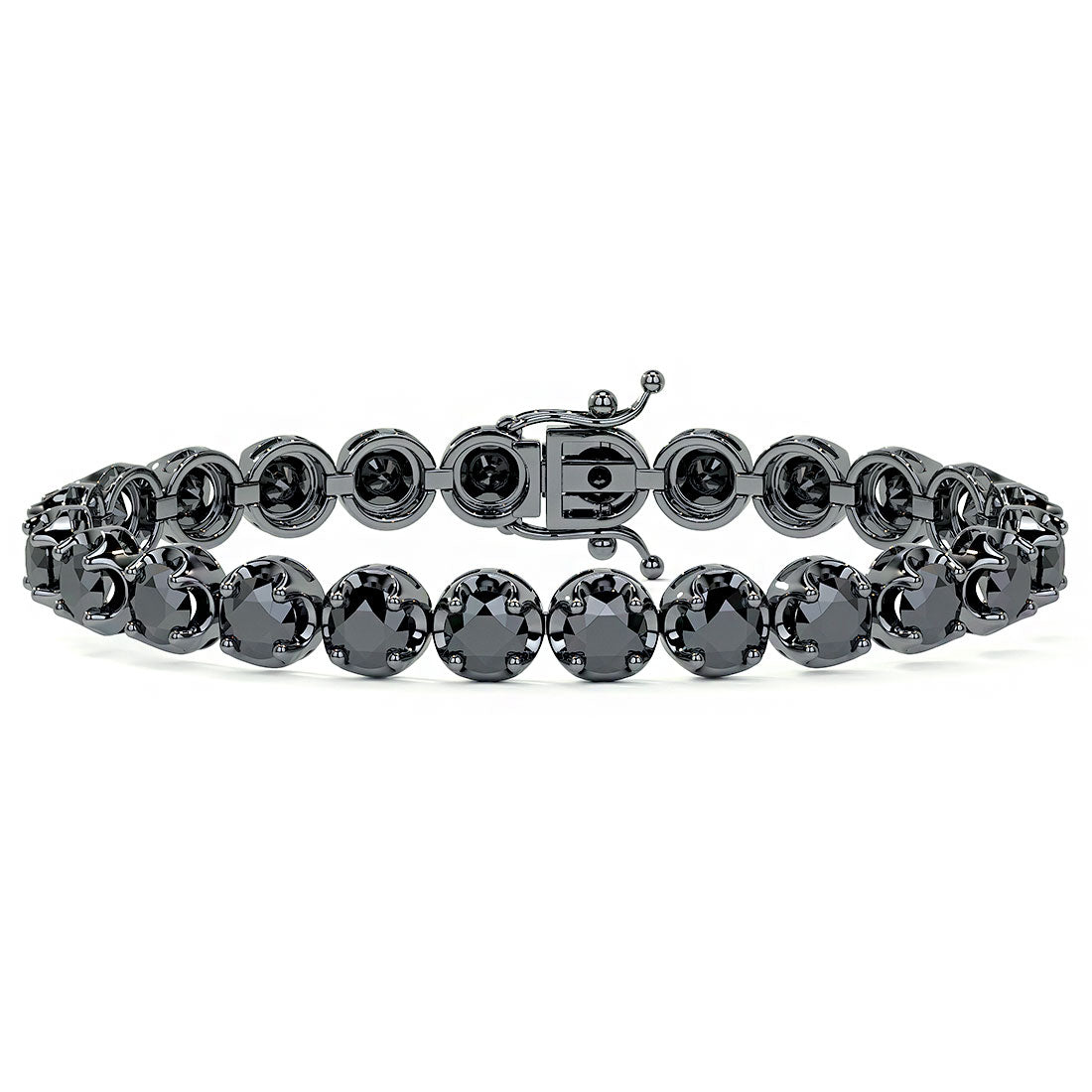 10.00ctw Round Brilliant Buttercup Black Diamond Tennis Bracelet set in 14k Black Gold