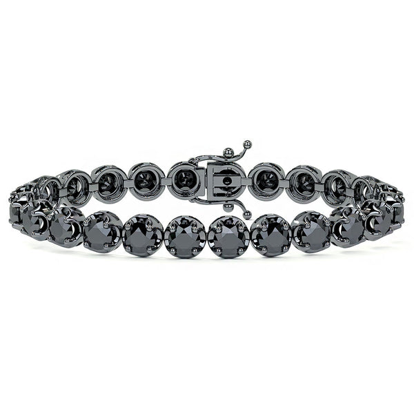 10.00ctw Round Brilliant Buttercup Black Diamond Tennis Bracelet set in 14k Black Gold