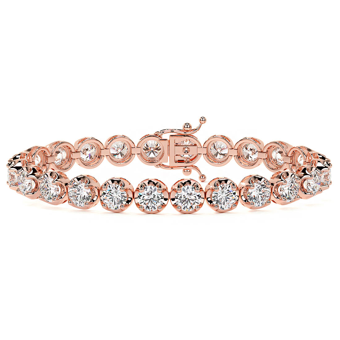 10.00ctw Round Brilliant Buttercup Diamond Tennis Bracelet set in 14k Rose Gold