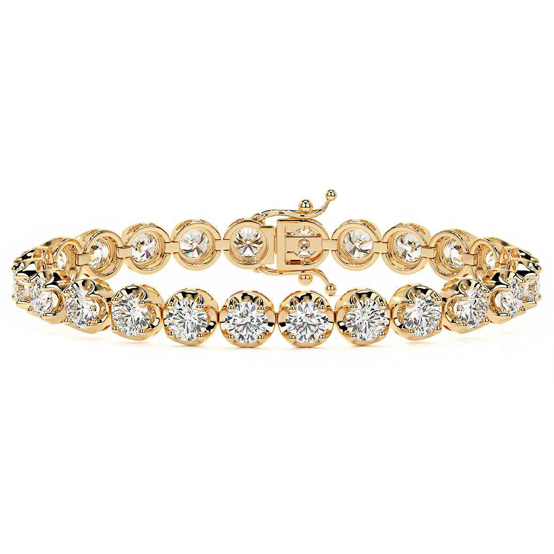 10.00ctw Round Brilliant Buttercup Diamond Tennis Bracelet set in 14k Yellow Gold