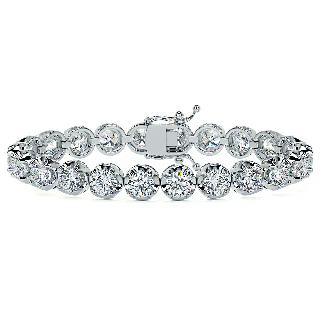 11.00ctw Round Brilliant Buttercup Diamond Tennis Bracelet set in 14k White Gold