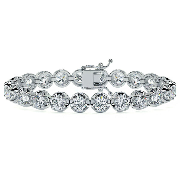 11.00ctw Round Brilliant Buttercup Diamond Tennis Bracelet set in 14k White Gold