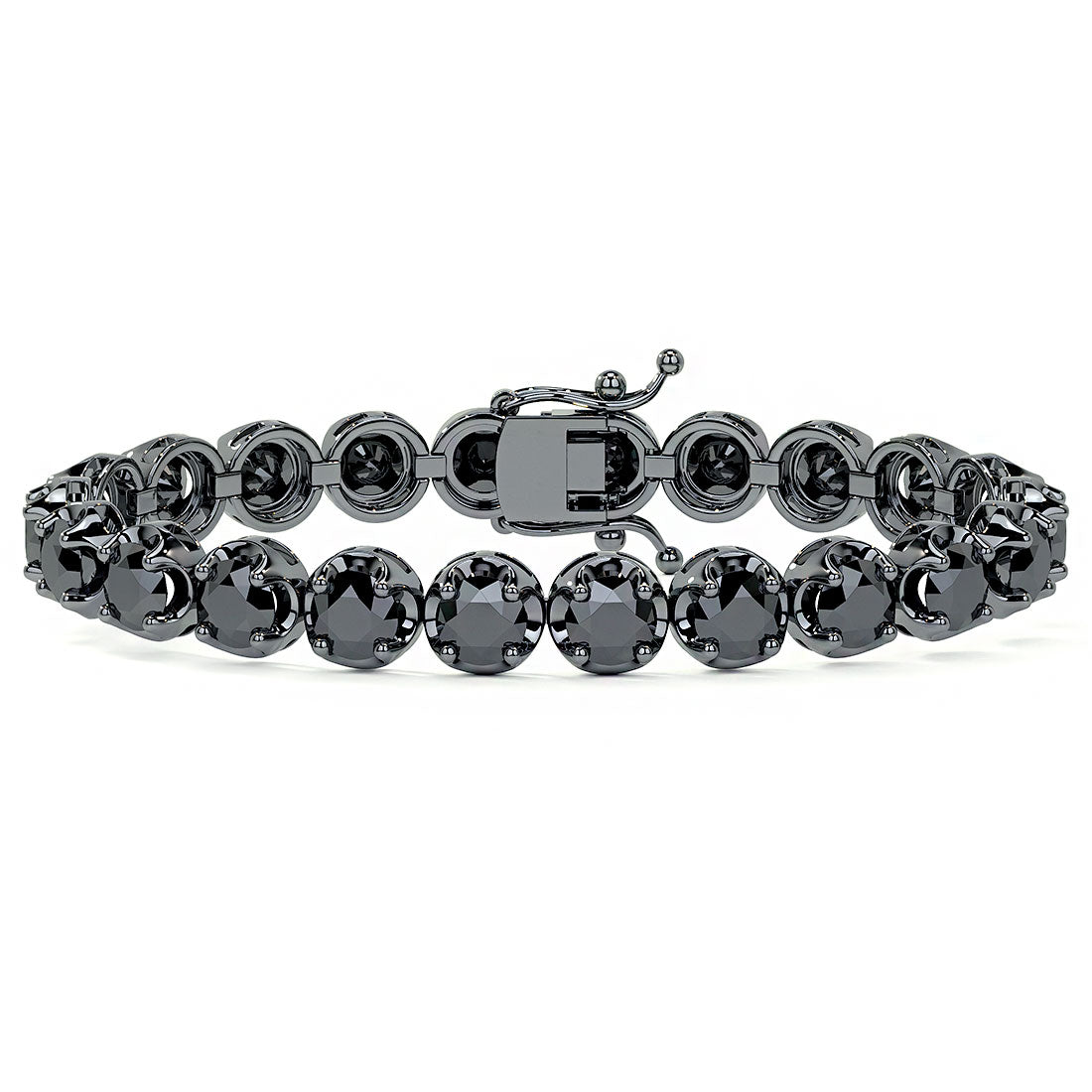 11.00ctw Round Brilliant Buttercup Black Diamond Tennis Bracelet set in 14k Black Gold