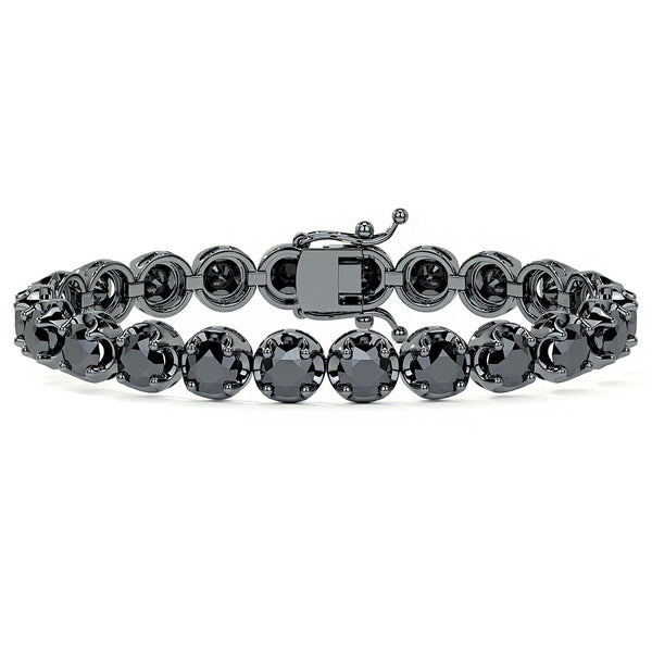 11.00ctw Round Brilliant Buttercup Black Diamond Tennis Bracelet set in 14k Black Gold