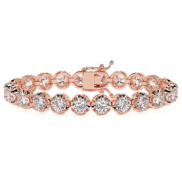 11.00ctw Round Brilliant Buttercup Diamond Tennis Bracelet set in 14k Rose Gold