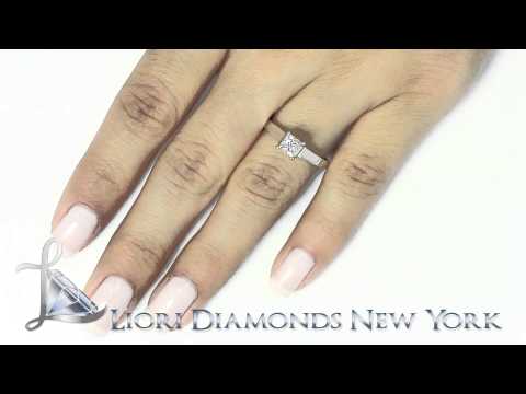 A-018 - 0.71 Carat D-SI2 Princess Cut Diamond Solitaire Engagement Ring 14k White Gold