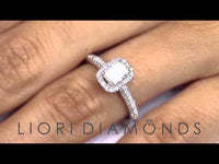 ER-0345 - 1.14 Carat H-VS1 Radiant Cut Diamond Engagement Ring 18k Pave Halo Vintage Style