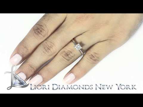 A-013 - 0.92 Carat H-SI2 Princess Cut Diamond Solitaire Engagement Ring 14k White Gold