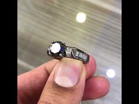 BDR-205 - 2.76 Carat Certified Natural Black Diamond Engagement Ring 14k Black Gold