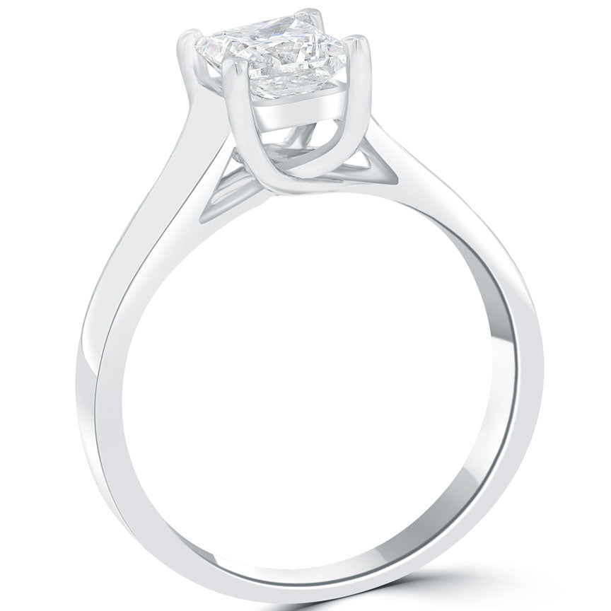 0.83 Carat I-SI1 Princess Cut Diamond Solitaire Engagement Ring 14k White Gold
