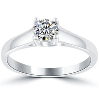 0.50 Carat H-SI2 Round Diamond Classic Solitaire Engagement Ring 14k White Gold