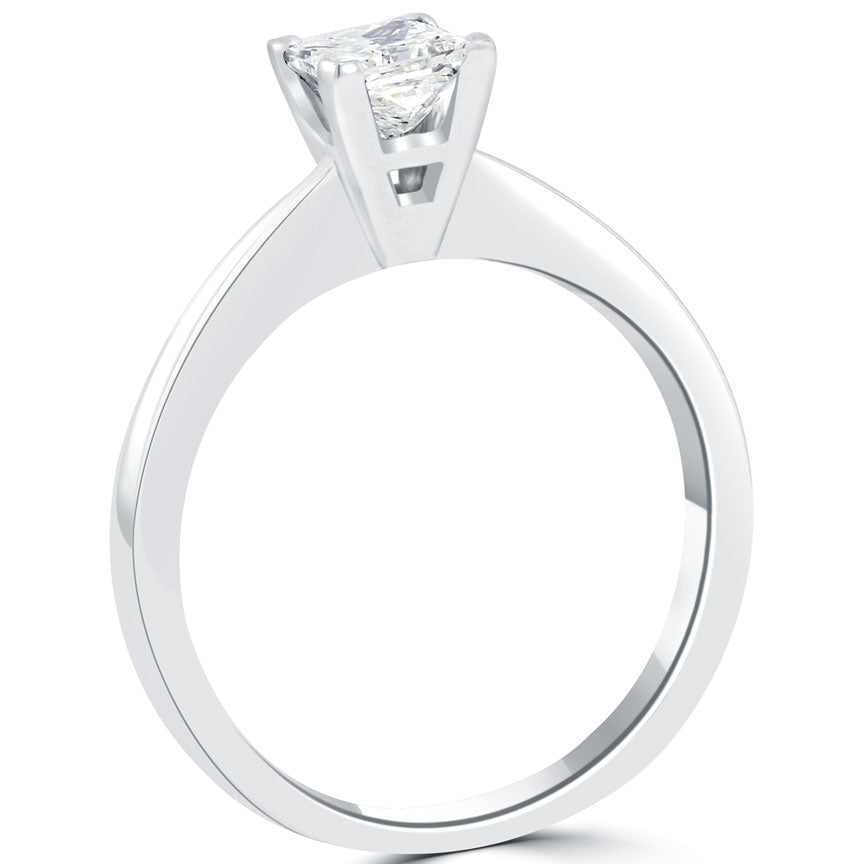 0.92 Carat E-SI2 Princess Cut Diamond Solitaire Engagement Ring 14k White Gold