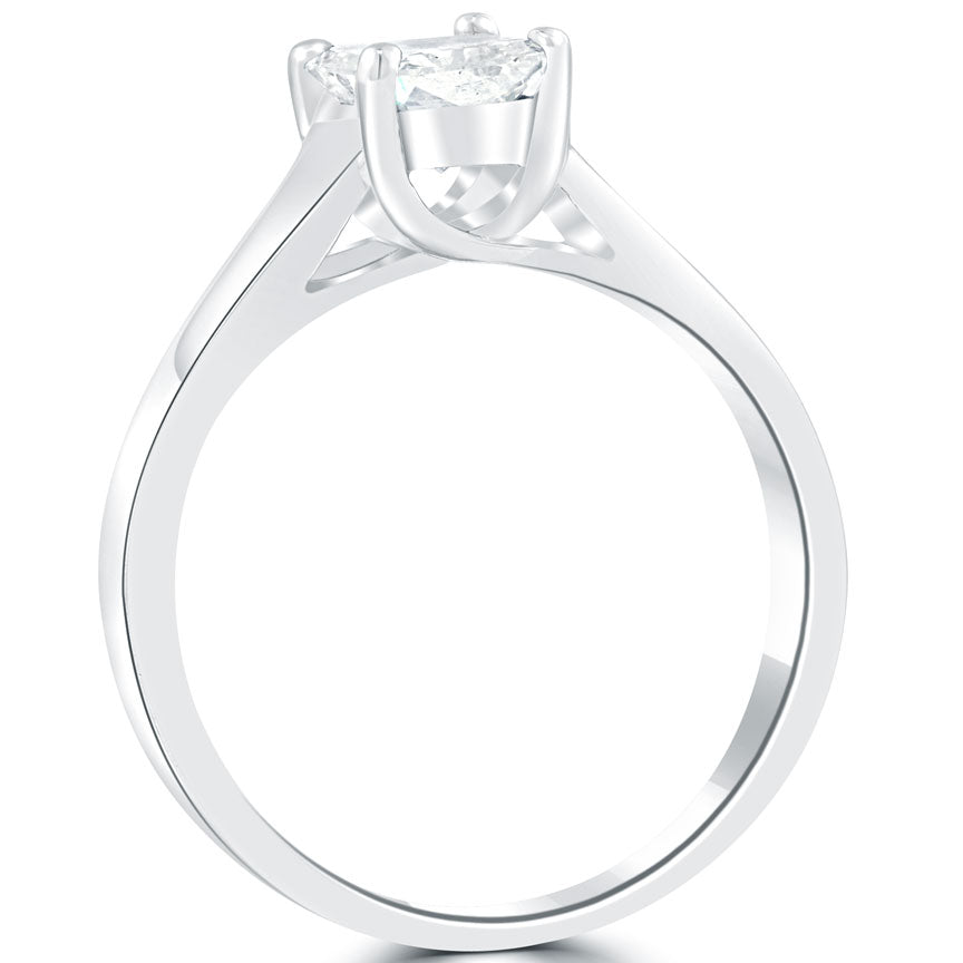 0.90 Carat F-SI1 Radiant Cut Diamond Solitaire Engagement Ring 14k White Gold