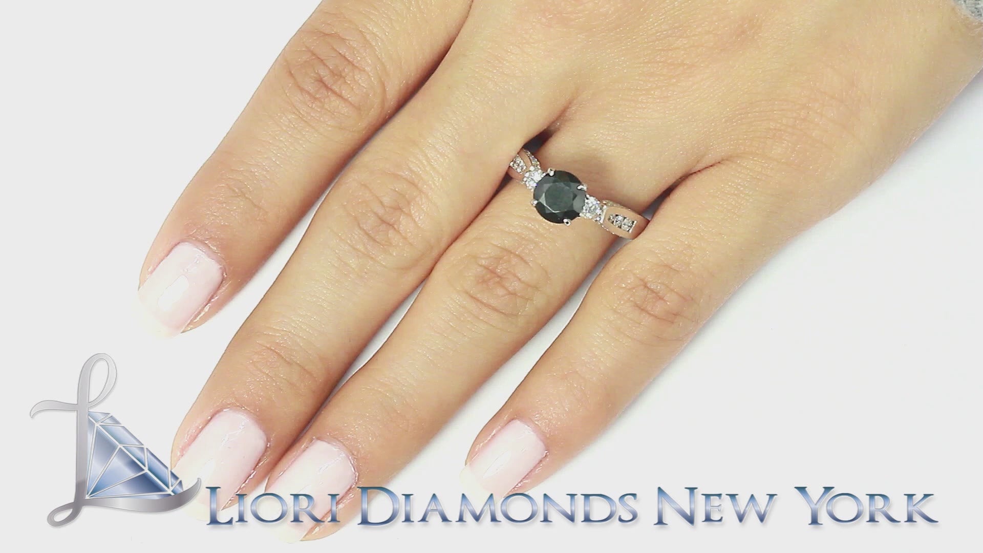 1.86ctw Certified Natural Black Diamond Engagement Ring 14k White Gold