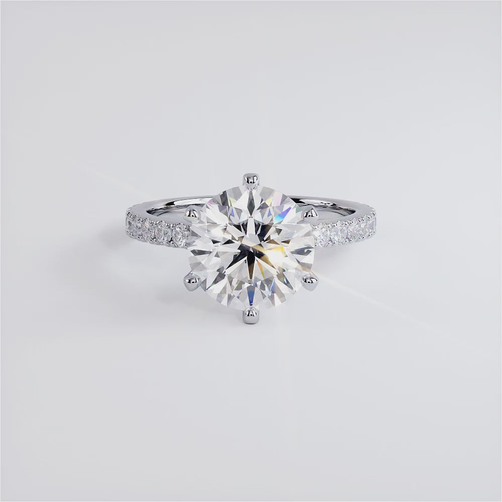 3 Carat Round Brilliant 6 Prong Petite Micro Prong Set