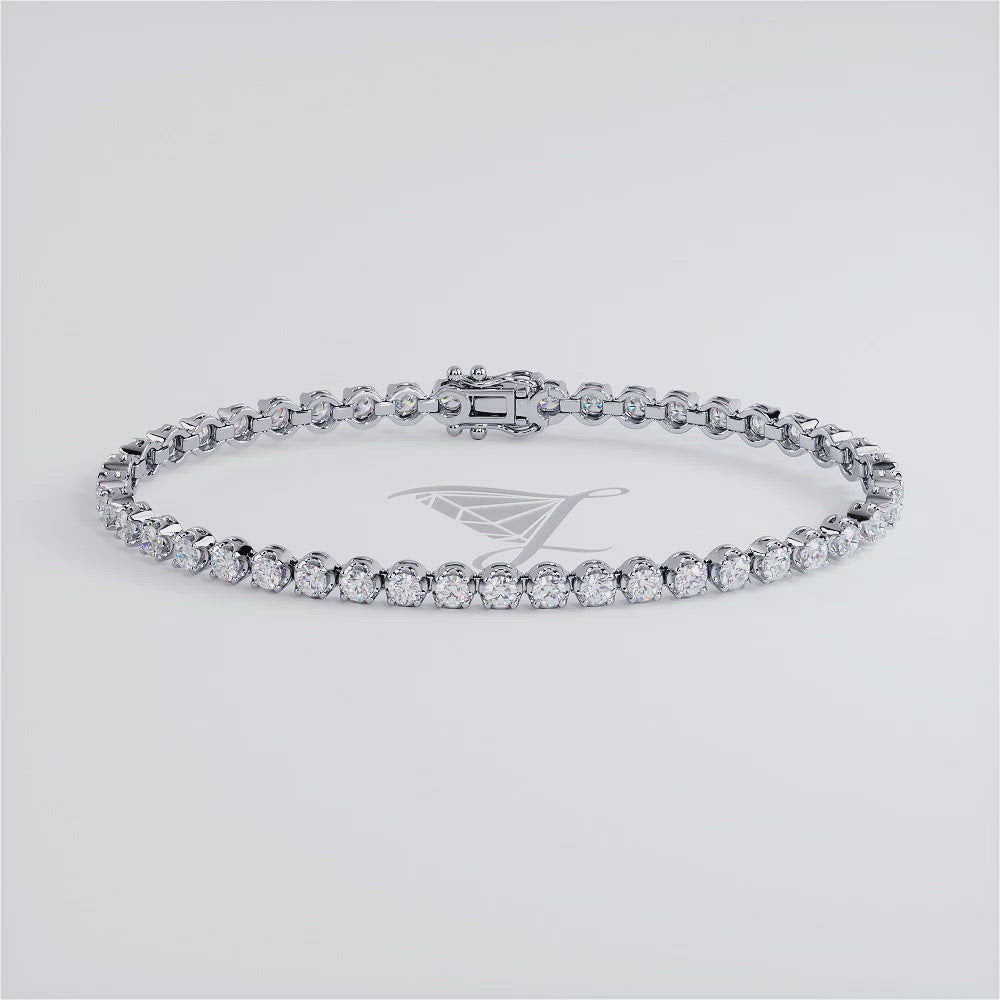 3.30ctw Round Brilliant Buttercup Diamond Tennis Bracelet set in 14k White Gold