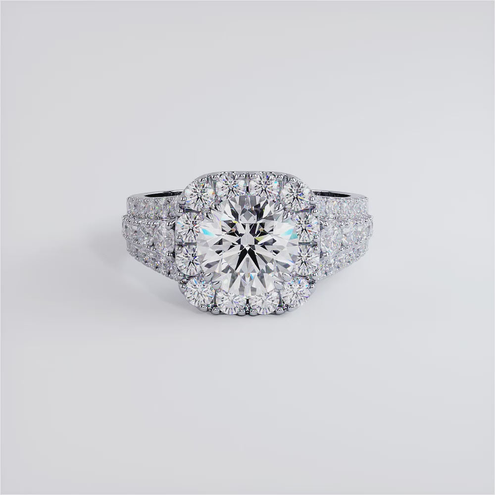 1.5 Carat Round Brilliant Vintage Style Large Halo